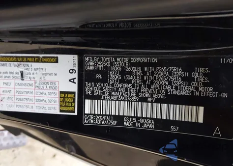 2010 Toyota Fj Cruiser из США, поврежденный, VIN JTEBU4BF3AK078859